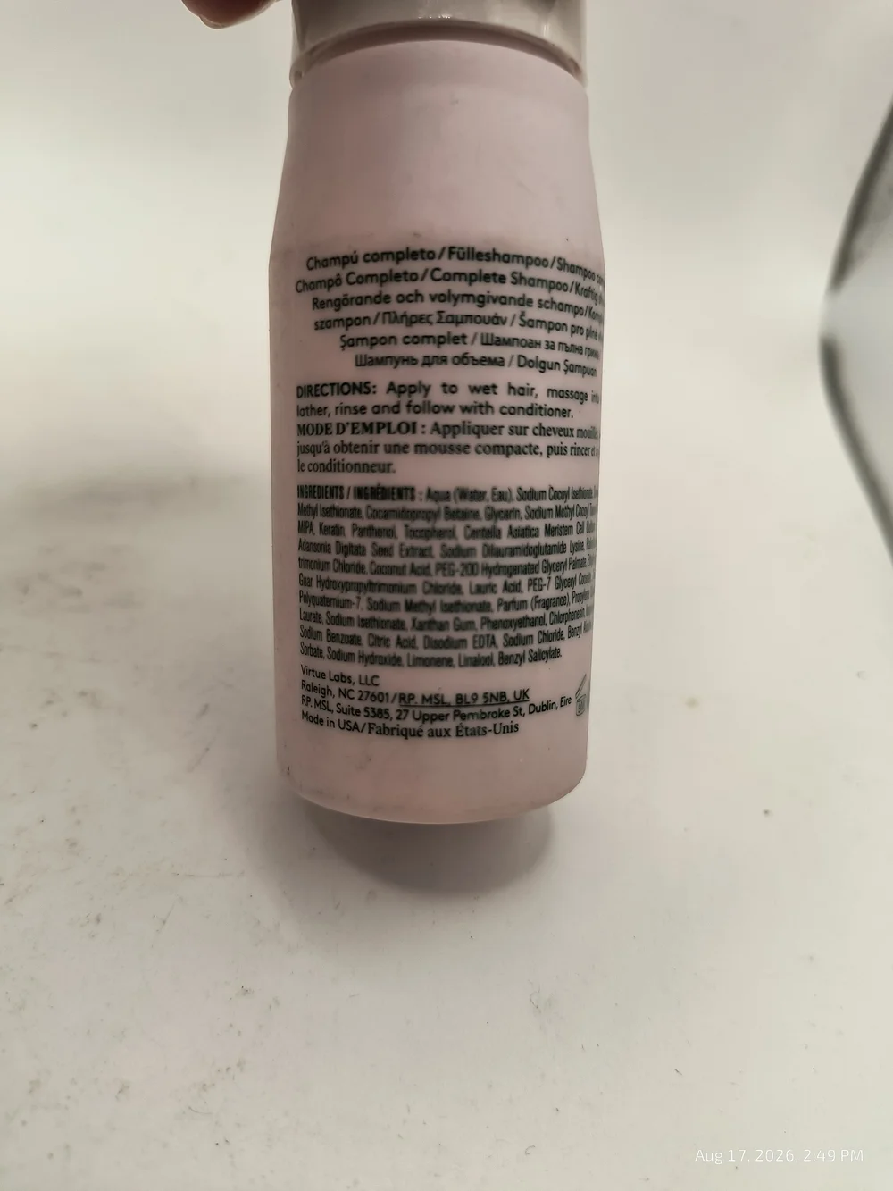 Virtue Full Shampoo Travel Size 2oz Sealed Alpha Keratin 60ku Volumizing